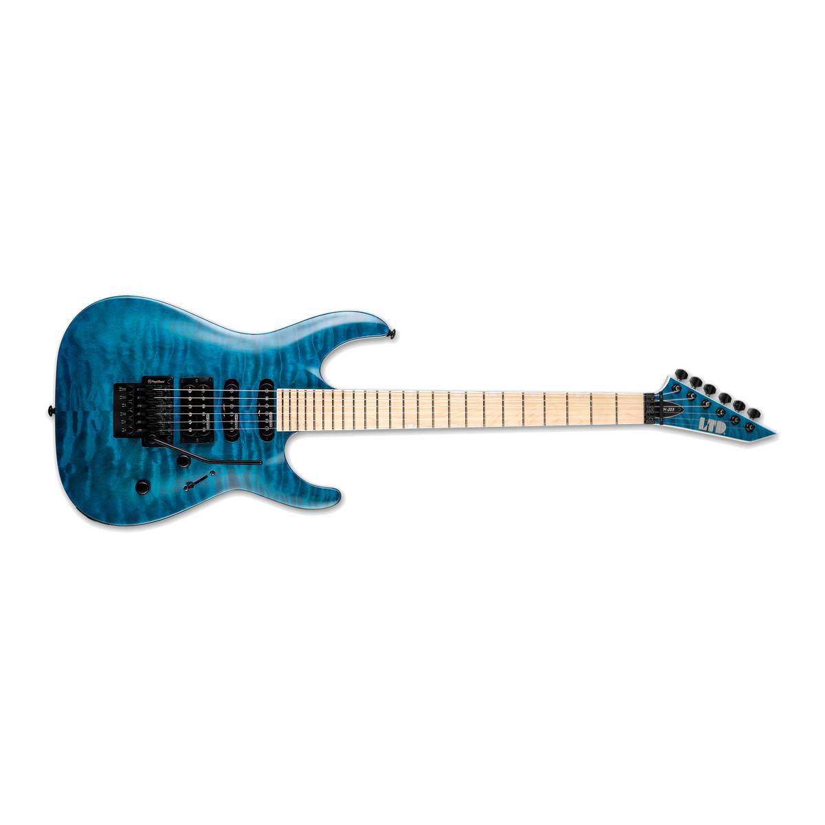 ESP LTD MH-203QM Electric Guitar Quilted Maple See Thru Blue w/ Floyd Rose - LMH-203QMSTB