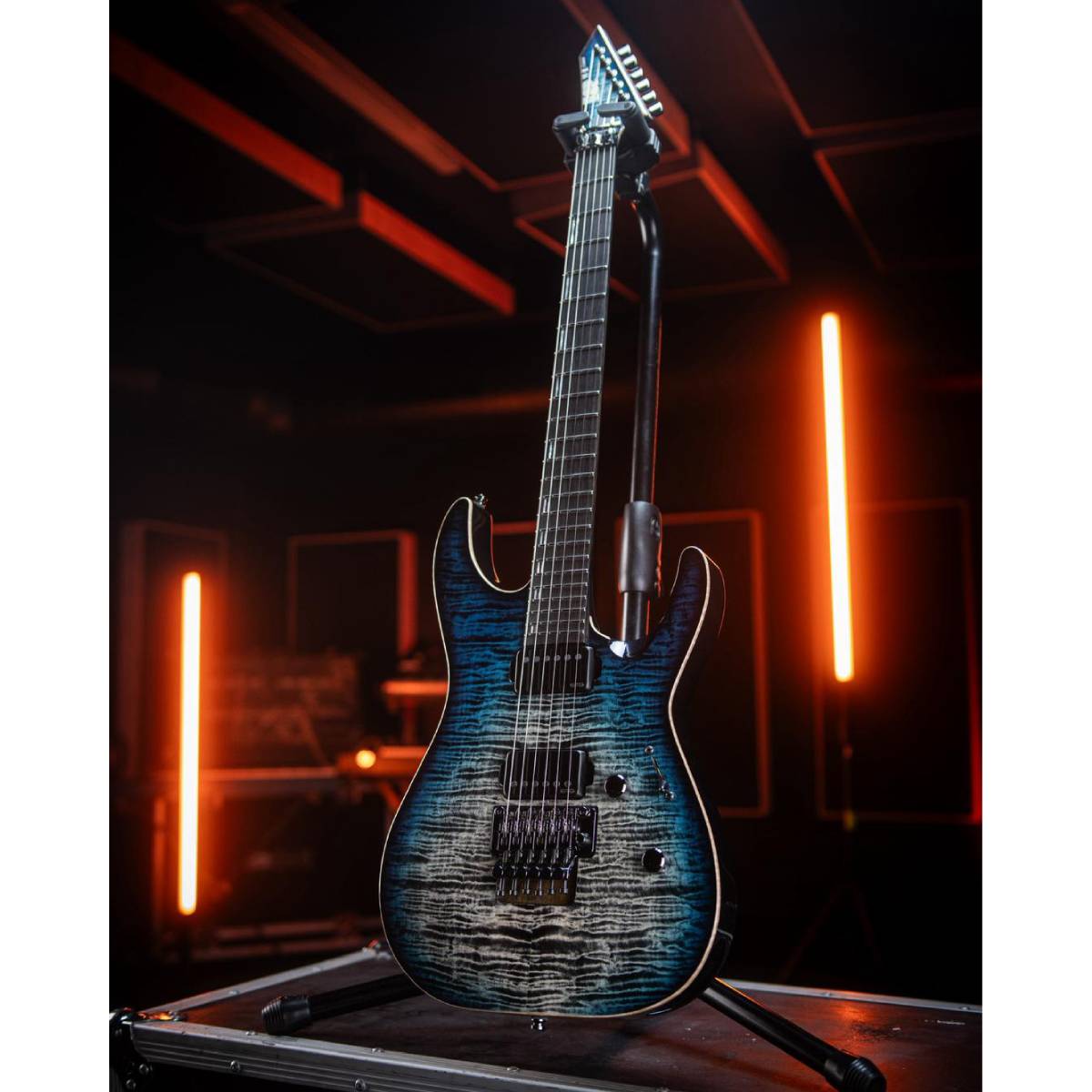 ESP Original Custom Shop M-II CTM FM FR Electric Guitar Black Aqua Burst w/ Floyd Rose
