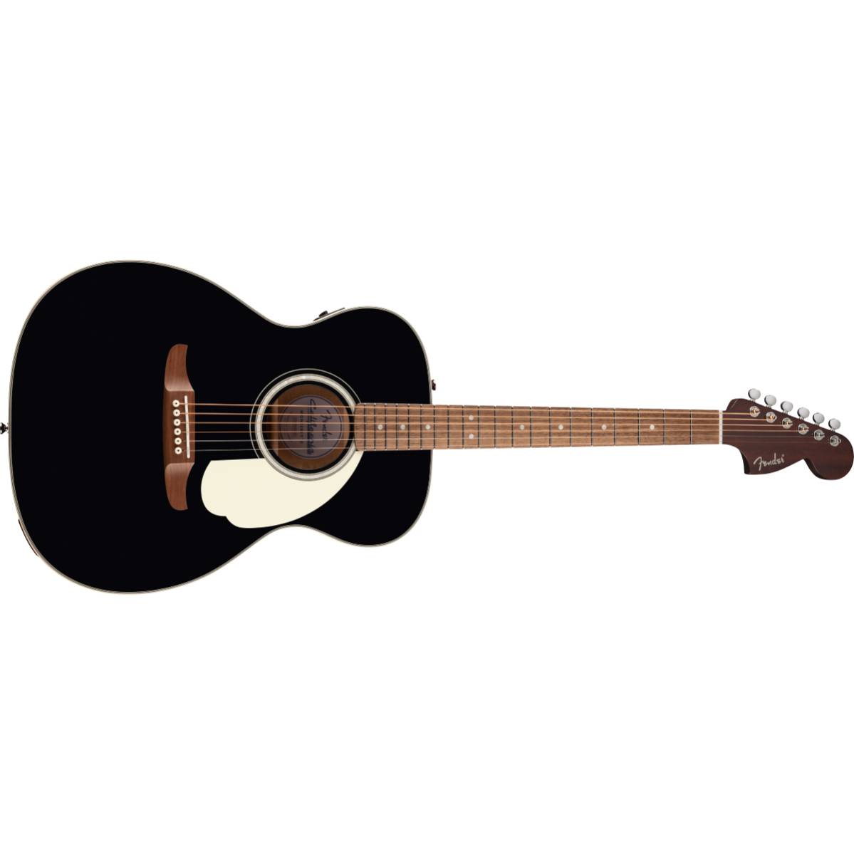 Fender California Deluxe Monterey E Acoustic Guitar Black w/ Ivory Pickguard w/ Pickup - 0974651506