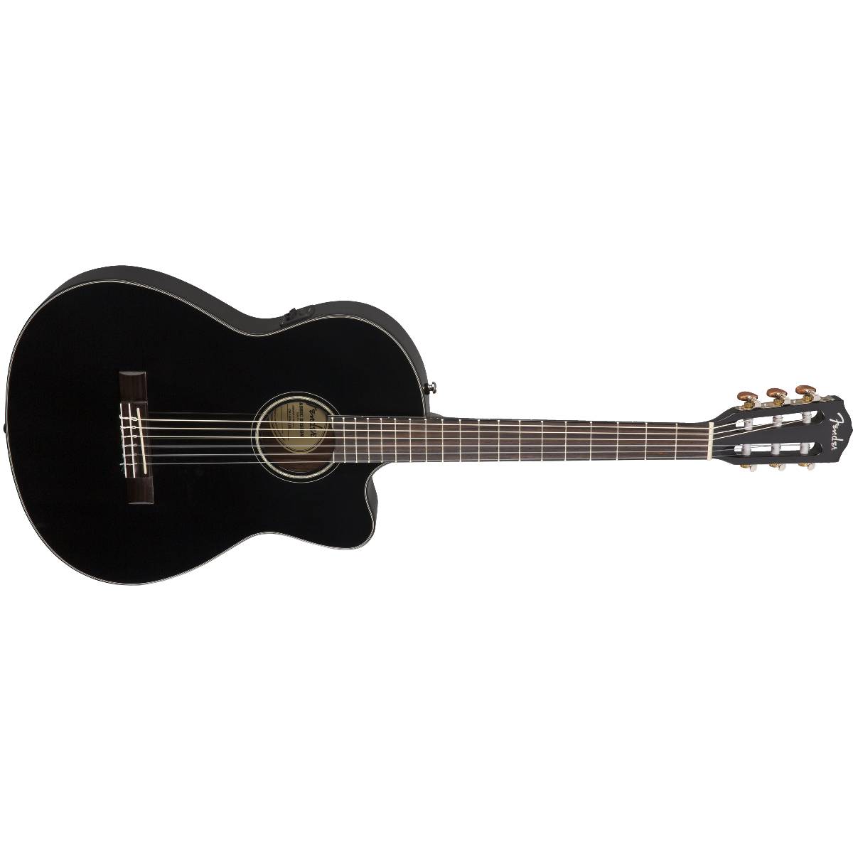 Fender CN-140SCE Classical Nylon Acoustic Guitar Black w/ Cutaway, Pickup & Case - 0970264306