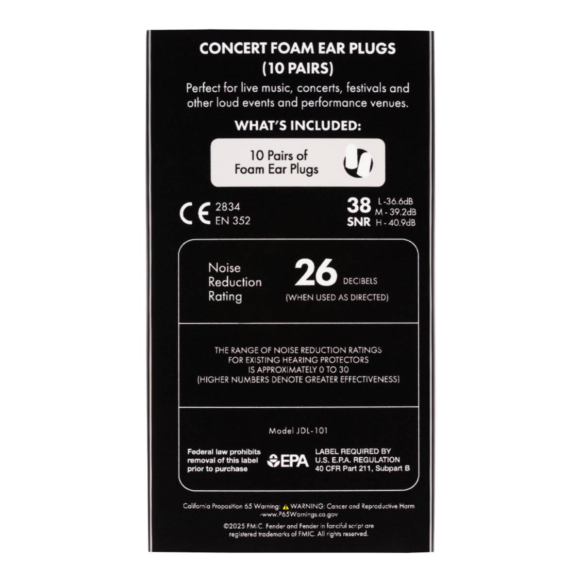 Fender Concert Ear Plugs (10 Pair) - 0990545003