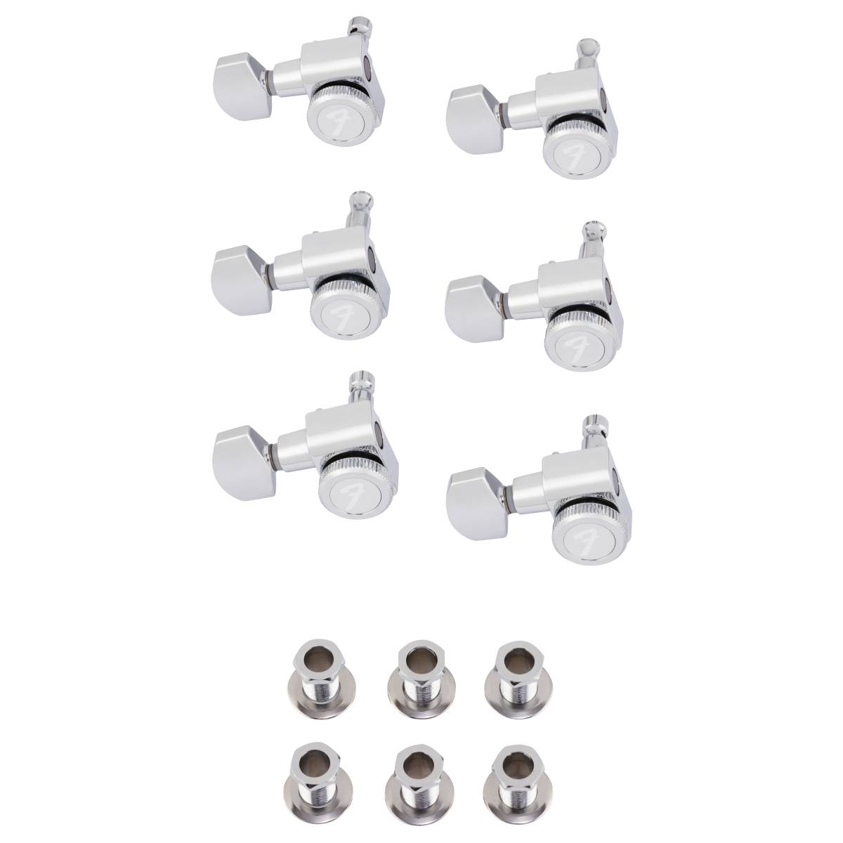 Fender Locking Tuners Polished Chrome Left Handed - Stratocaster/Telecaster Tuning Machines (6 Pack) - 0990818102