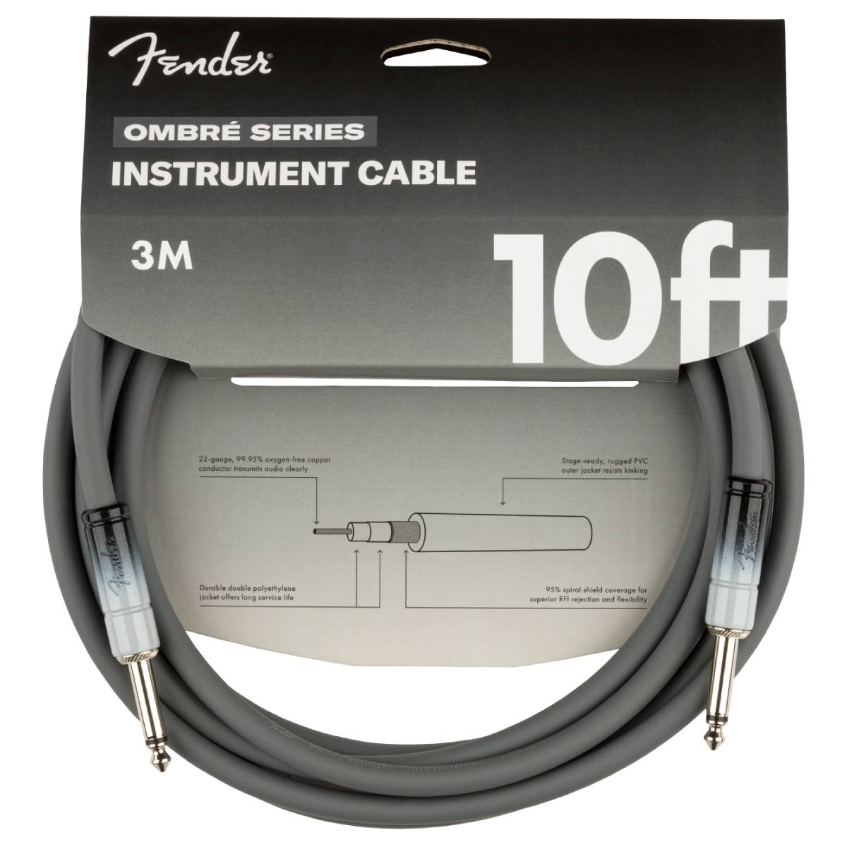 Fender Ombré Series Instrument Cable 3m (10ft) Silver Smoke - 0990810248