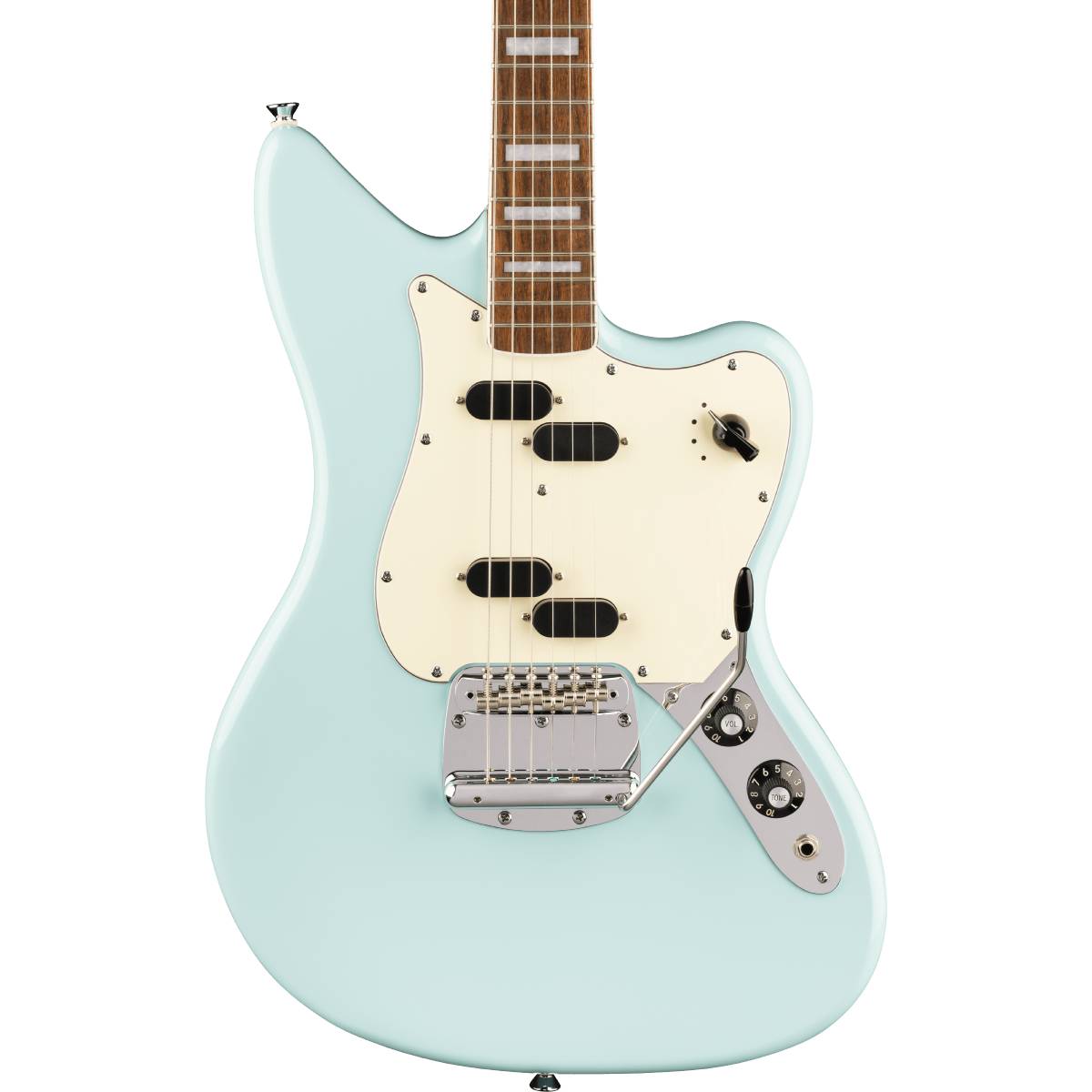 Fender Squier Paranormal Electric VI Bass Guitar 6-String Matching Headstock Daphne Blue w/ Parchment Pickguard - 0377071504