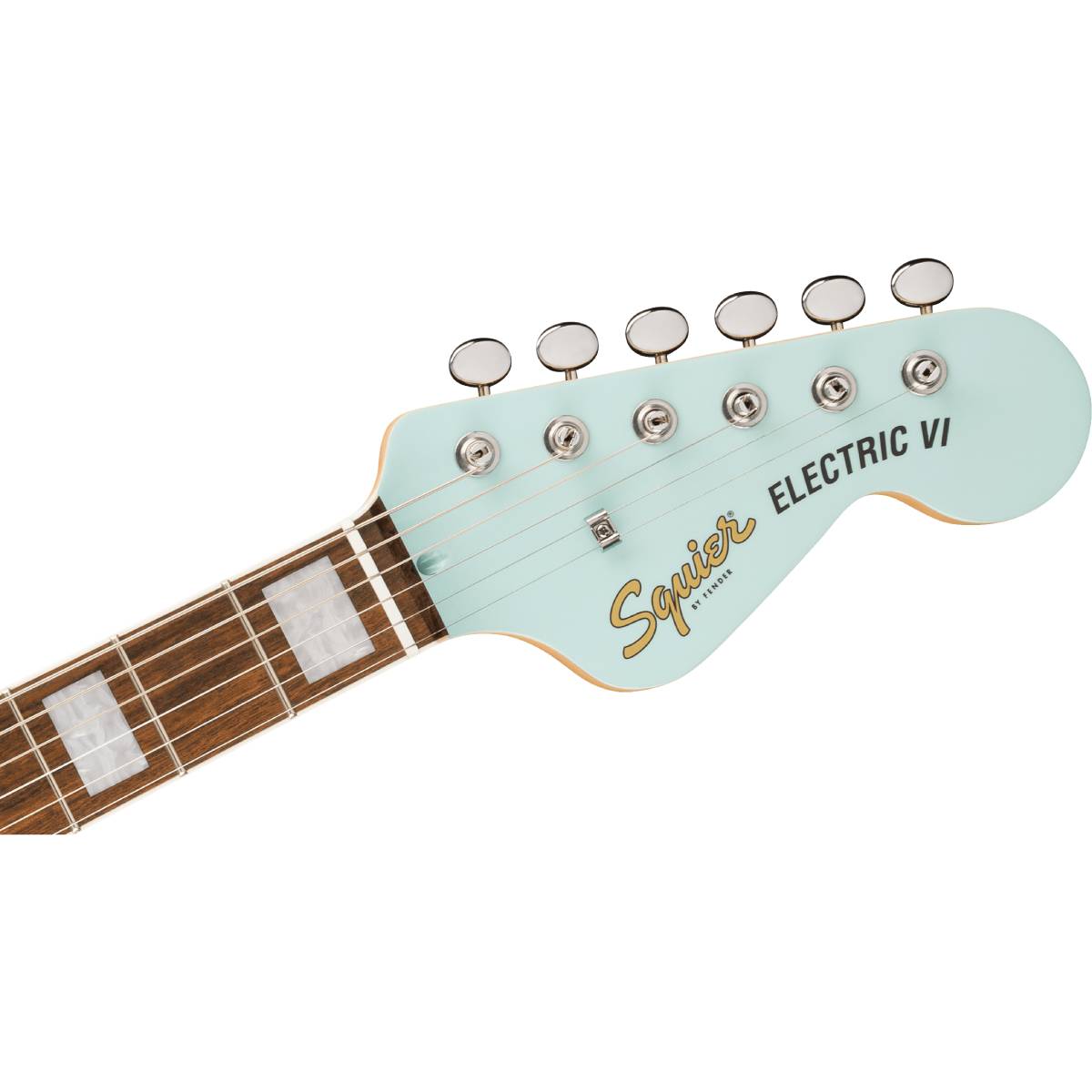 Fender Squier Paranormal Electric VI Bass Guitar 6-String Matching Headstock Daphne Blue w/ Parchment Pickguard - 0377071504