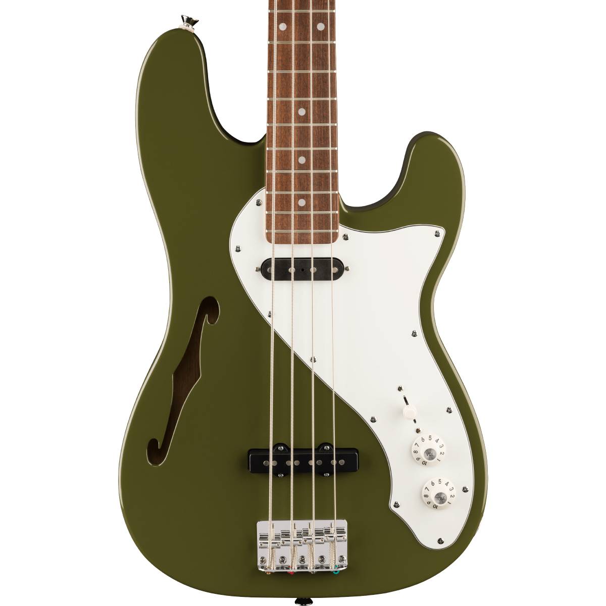 Fender Squier Paranormal Precision Bass Thinline SJ Electric Guitar Olive w/ Parchment Pickguard - 0377110576