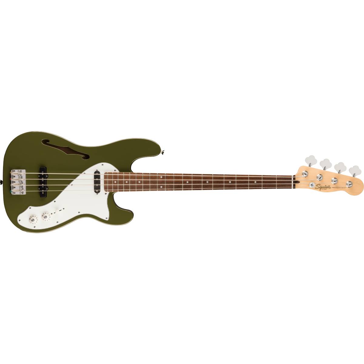 Fender Squier Paranormal Precision Bass Thinline SJ Electric Guitar Olive w/ Parchment Pickguard - 0377110576