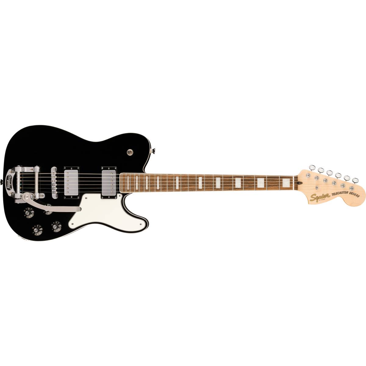 Fender Squier Paranormal Troublemaker Telecaster Deluxe Bigsby Electric Guitar Black w/ Parchment Pickguard - 0377065506