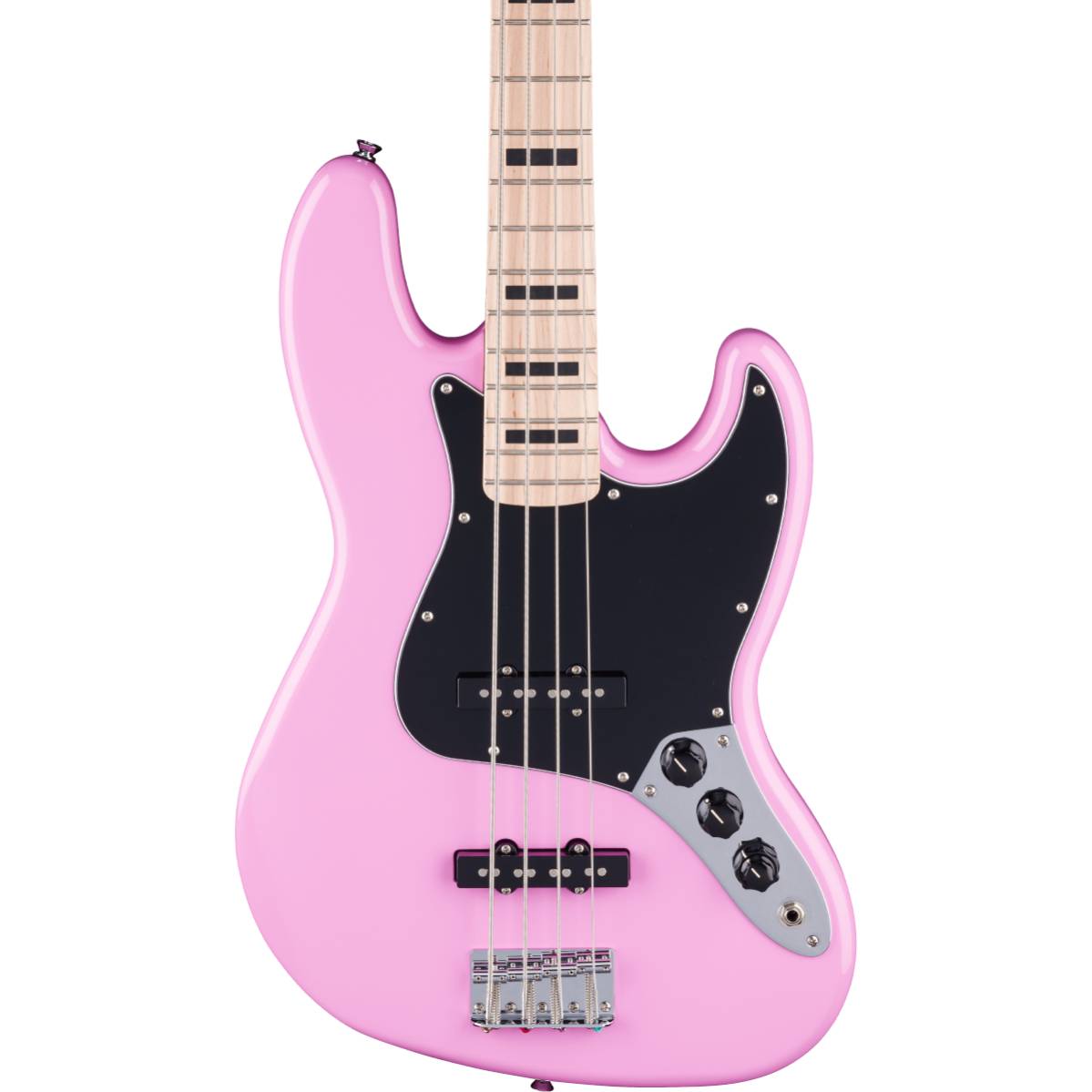 Fender Squier FSR Affinity Series Active Jazz Bass Guitar Flash Pink w/ Black Pickguard - 0378703555