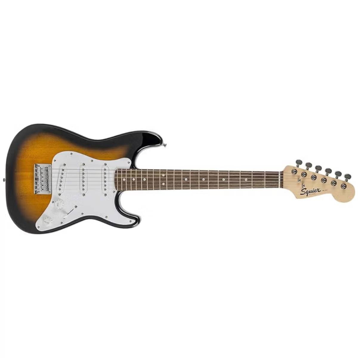 Fender Squier FSR Mini Stratocaster Electric Guitar Brown Sunburst w/ White Pickguard - 0370121532