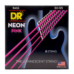 DR HI-DEF NEON NPB6-30 Pink Colored Bass Guitar Strings: 6-String Medium 30-125