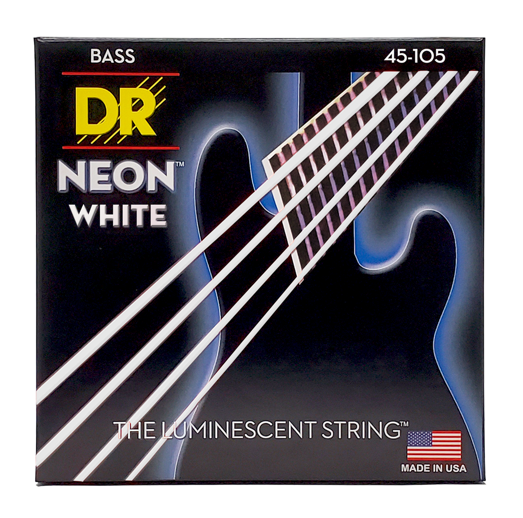 DR HI-DEF NEON NWB-45 White Colored Bass Guitar Strings: Medium 45-105