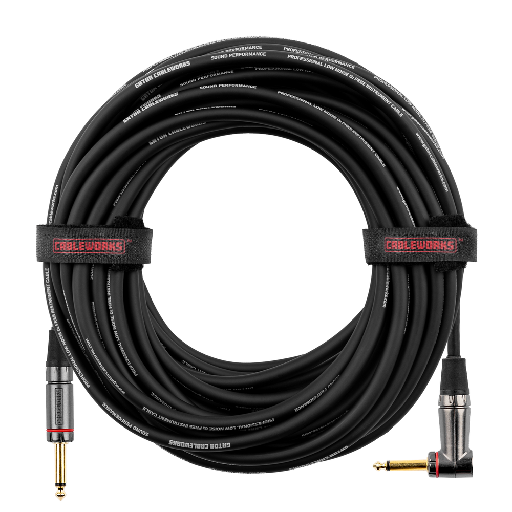 Gator Headliner Series GCWH-INS-20RA Guitar Cable 6m (20ft) Straight to Right Angle Instrument Lead