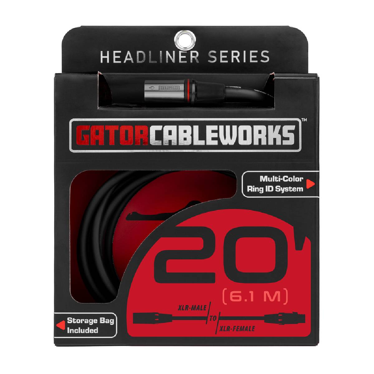 Gator Headliner Series GCWH-XLR-20 Microphone Cable 6m (20ft) XLR Mic Lead