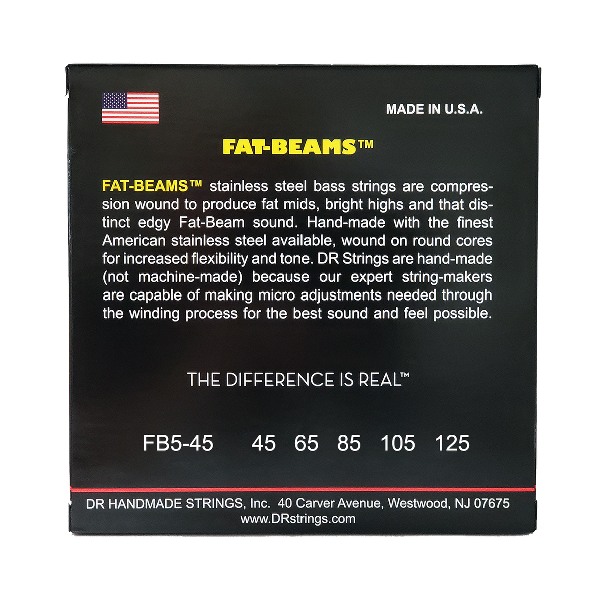 DR FAT-BEAM FB5-45 Stainless Steel Bass Guitar Strings: 5-String Medium 45-125