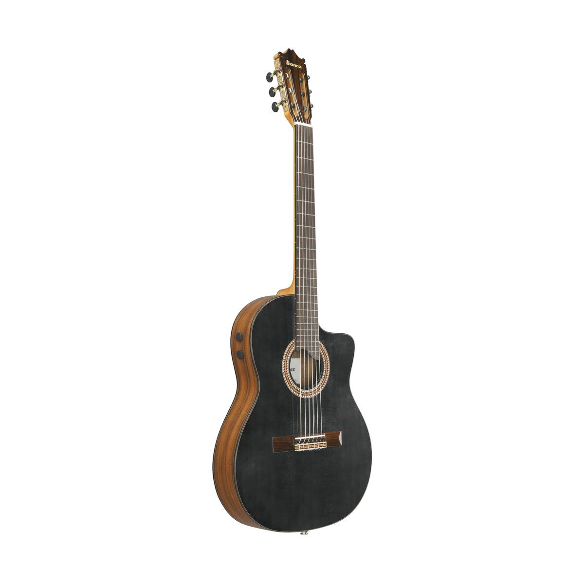Ibanez GA360TCE Classical Nylon Acoustic Guitar Transparent Black High Gloss w/ Pickup & Cutaway