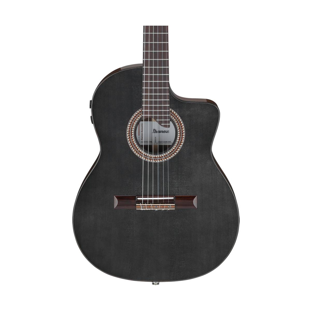 Ibanez GA360TCE Classical Nylon Acoustic Guitar Transparent Black High Gloss w/ Pickup & Cutaway