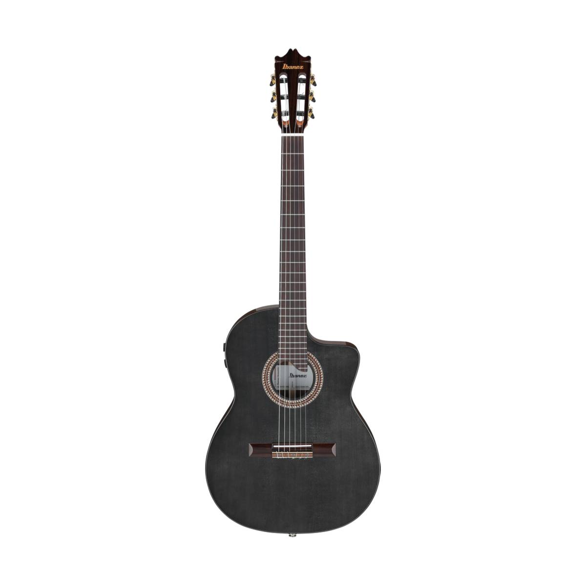 Ibanez GA360TCE Classical Nylon Acoustic Guitar Transparent Black High Gloss w/ Pickup & Cutaway