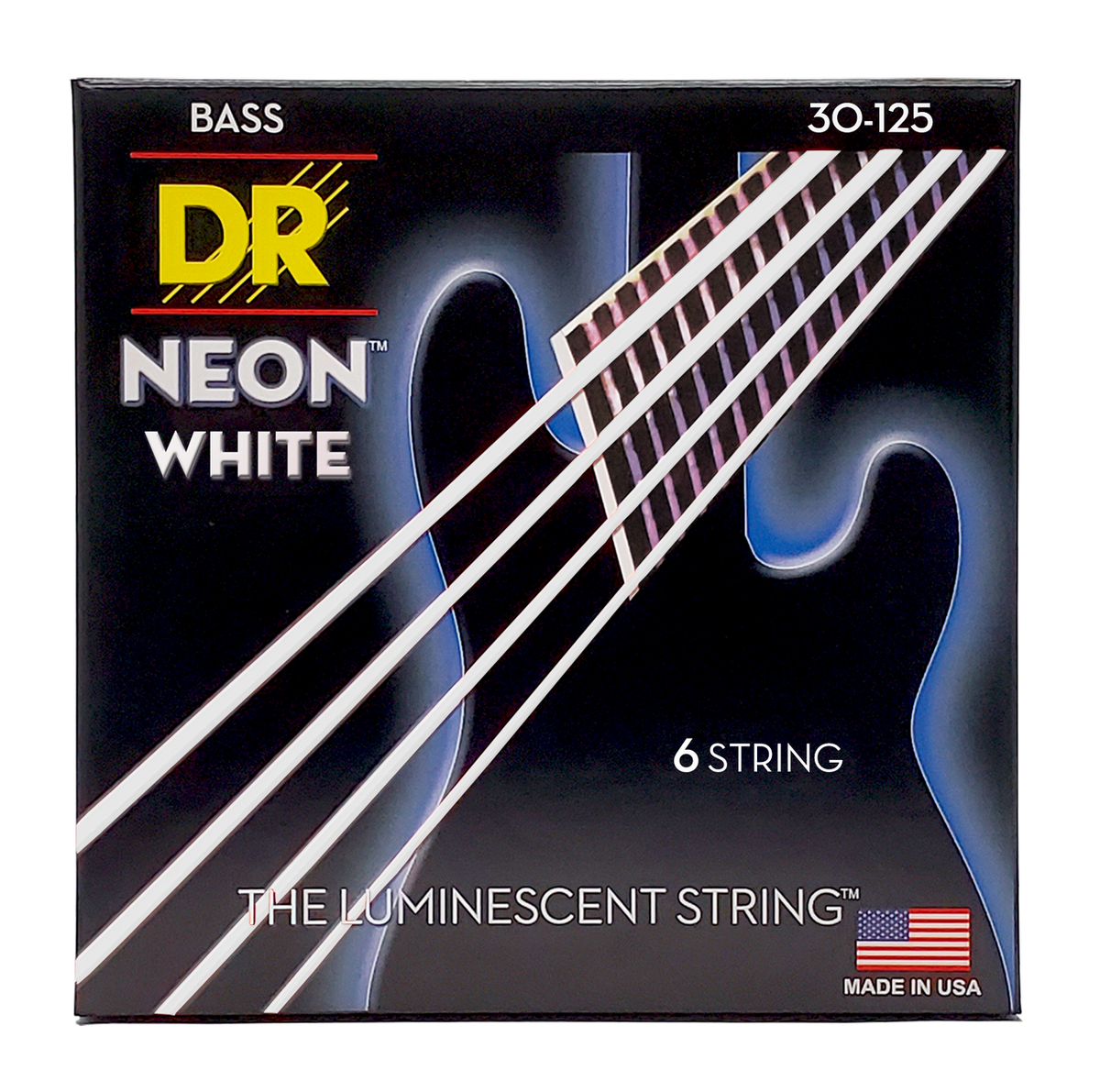 DR HI-DEF NEON NWB6-30 White Colored Bass Guitar Strings: 6-String Medium 30-125