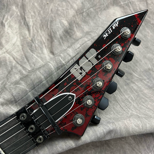 ESP USA M-II Electric Guitar Black Blood Splatter w/ EMGs & Floyd Rose