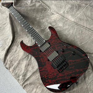 ESP USA M-II Electric Guitar Black Blood Splatter w/ EMGs & Floyd Rose