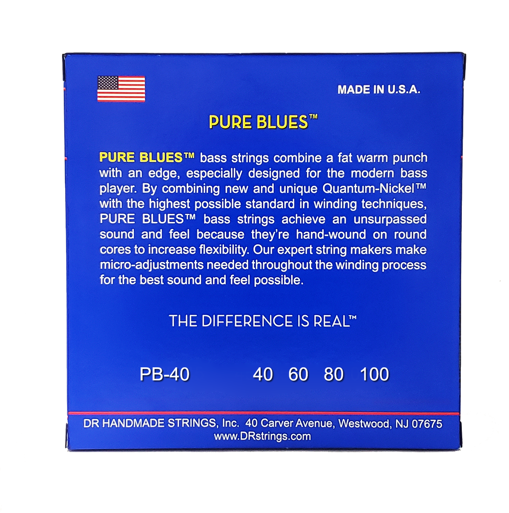 DR PURE BLUES PB-40 Quantum Nickel Bass Guitar Strings: Light 40-100