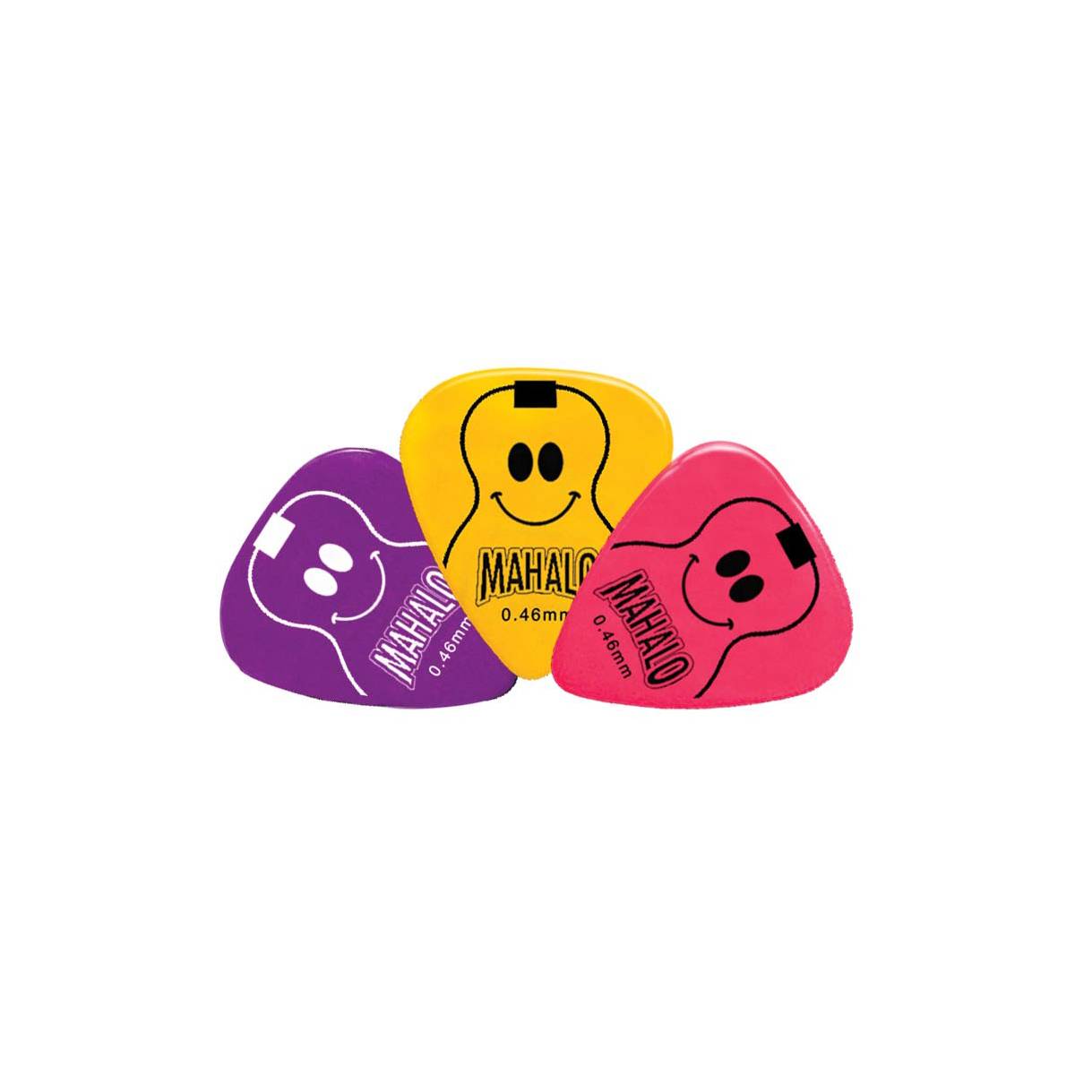 Mahalo MZPK1 Smiley Ukulele Uke Picks Assorted Colours (3-Pack)