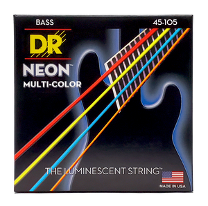 DR HI-DEF NEON NMCB-45 Multi-Color Colored Bass Guitar Strings: Medium 45-105