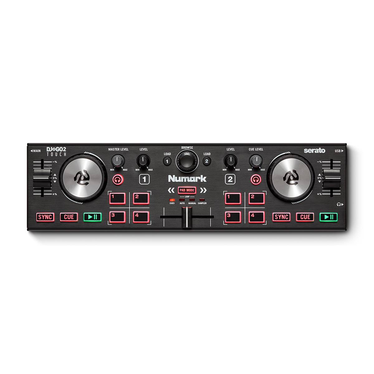 Numark DJ2GO2 Touch Pocket DJ Controller w/ Capacitive Touch Jog Wheels