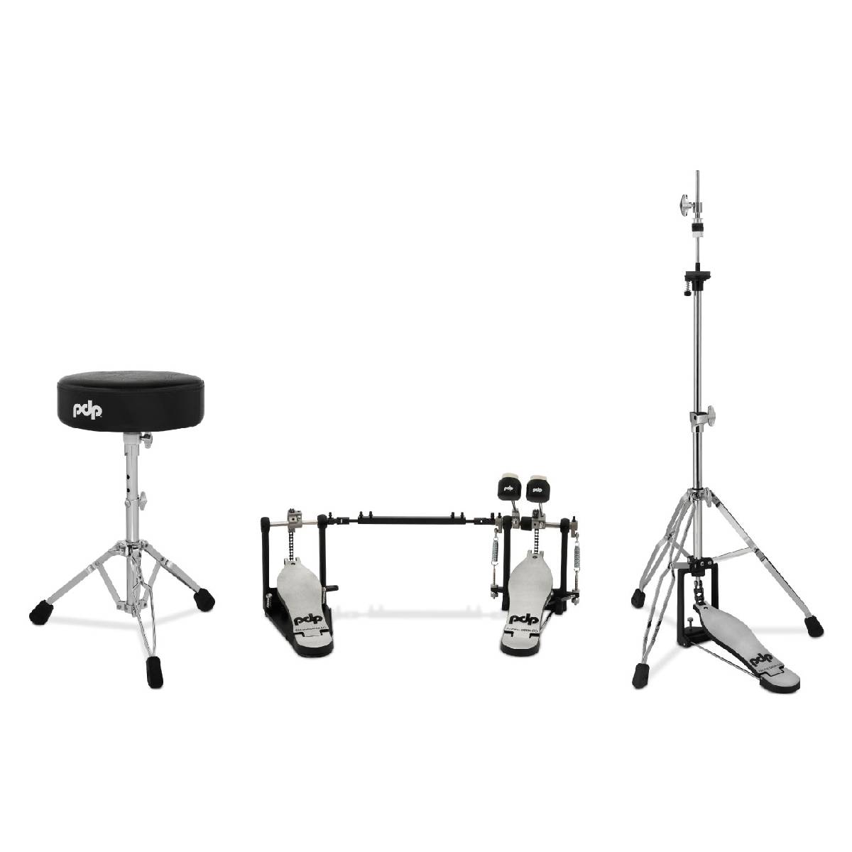 PDP Drums 700 Series Hardware Pack 3-Piece - Double Pedal, 3-leg Hi-Hat Stand &amp; Stool