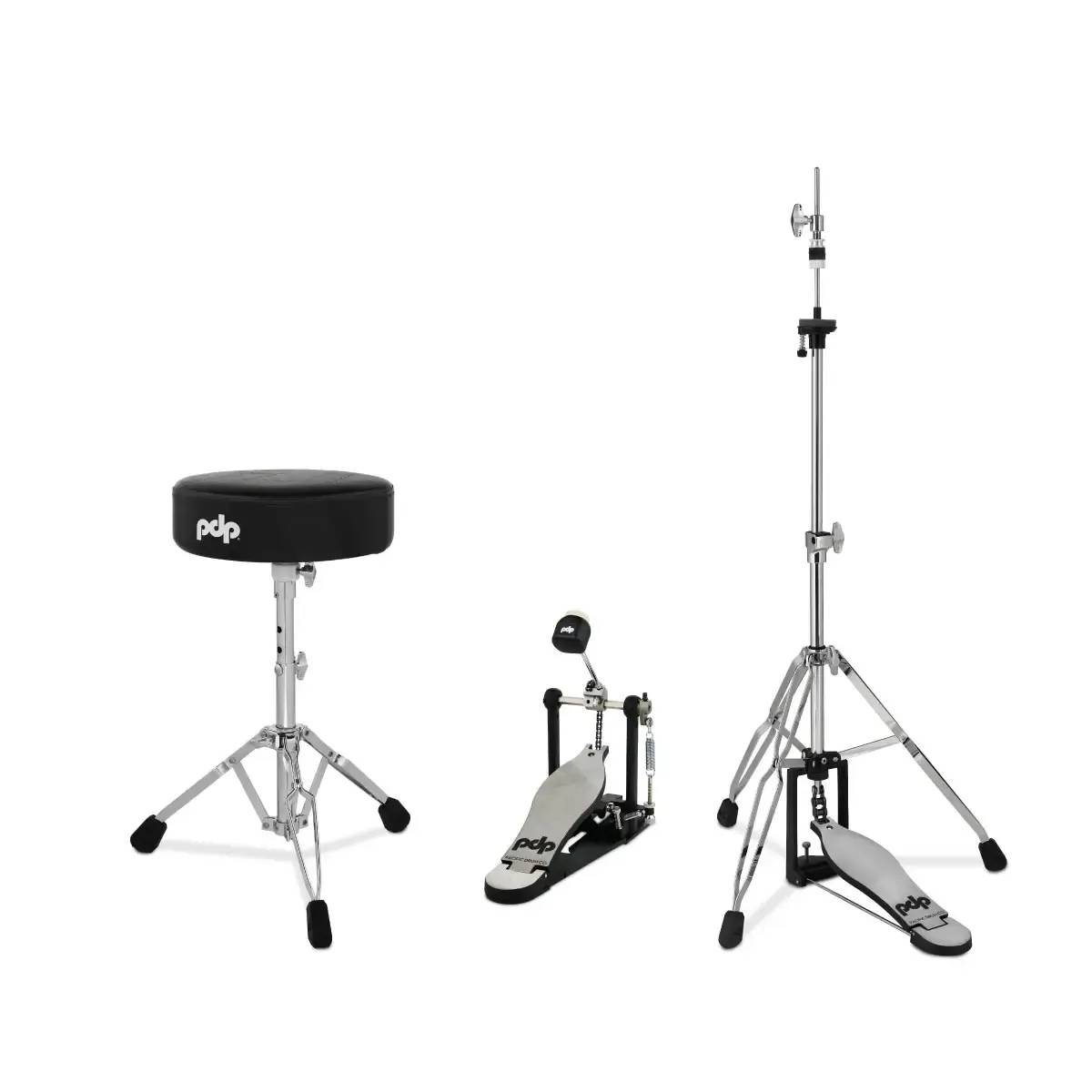 PDP Drums 700 Series Hardware Pack 3-Piece - Single Pedal, 3-leg Hi-Hat Stand &amp; Stool
