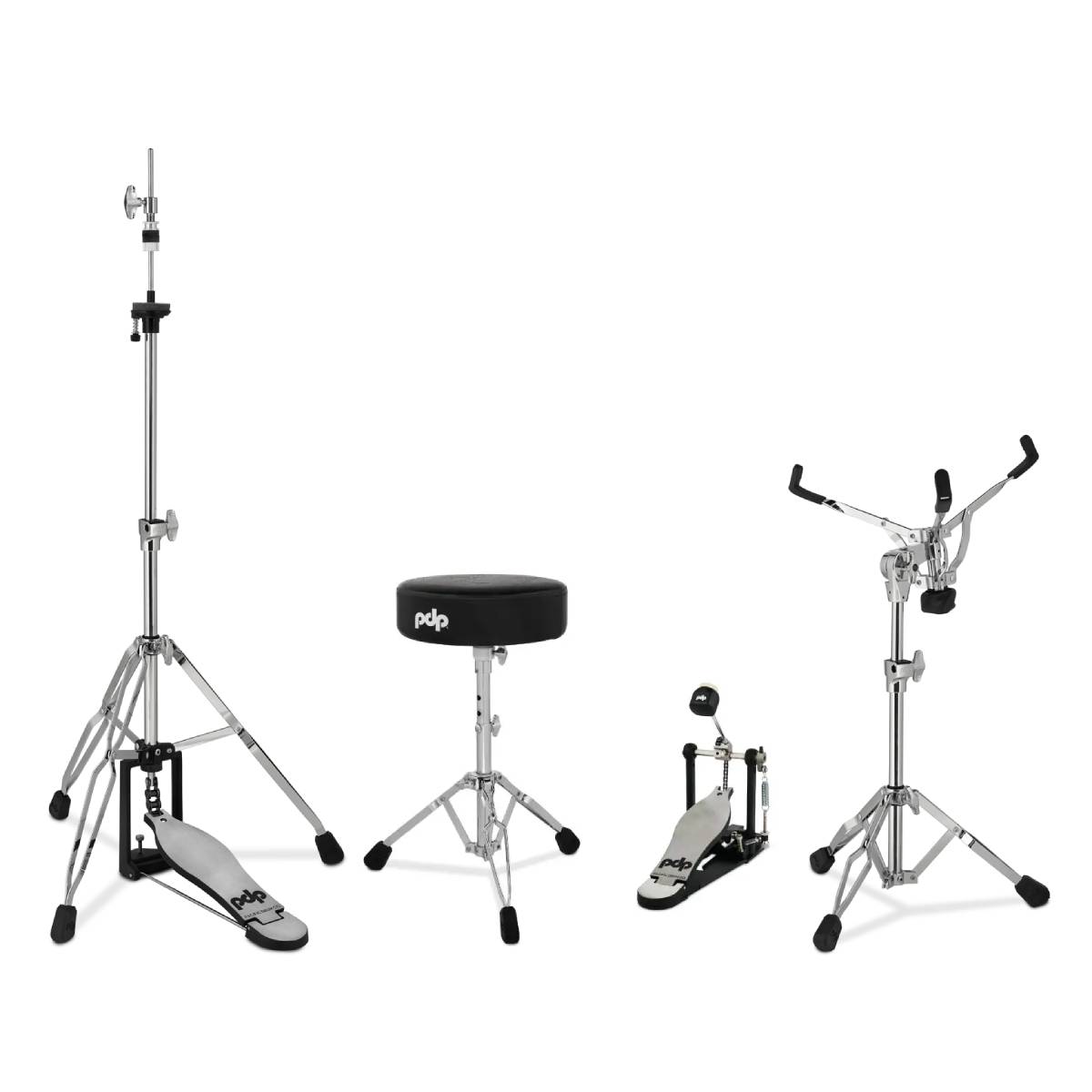 PDP Drums 700 Series Hardware Pack 4-Piece - Single Pedal, 3-leg Hi-Hat Stand, Snare Stand &amp; Stool