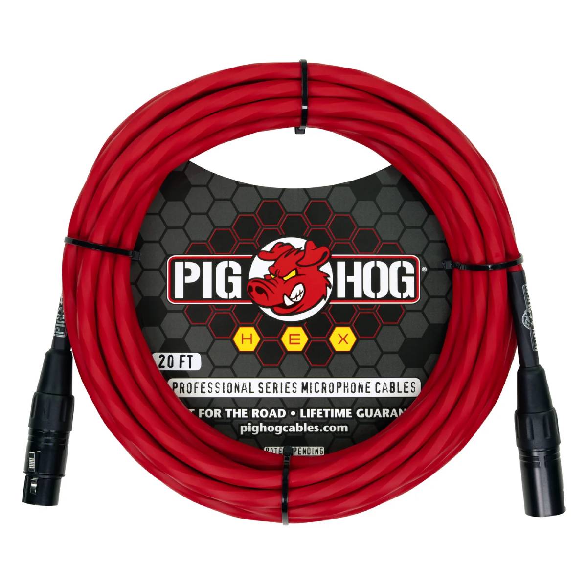 Pig Hog Hex Series Microphone Cable 6m (20ft) XLR Lead - Candy Apple Red - PHMH20CA