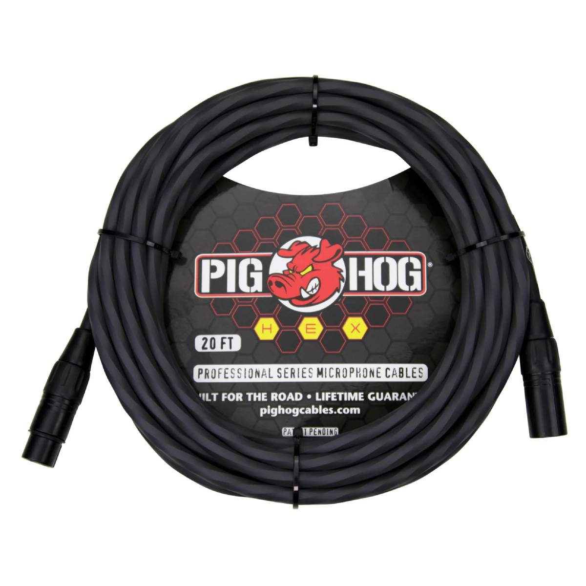Pig Hog Hex Series Microphone Cable 6m (20ft) XLR Lead - Grey - PHMH20GR