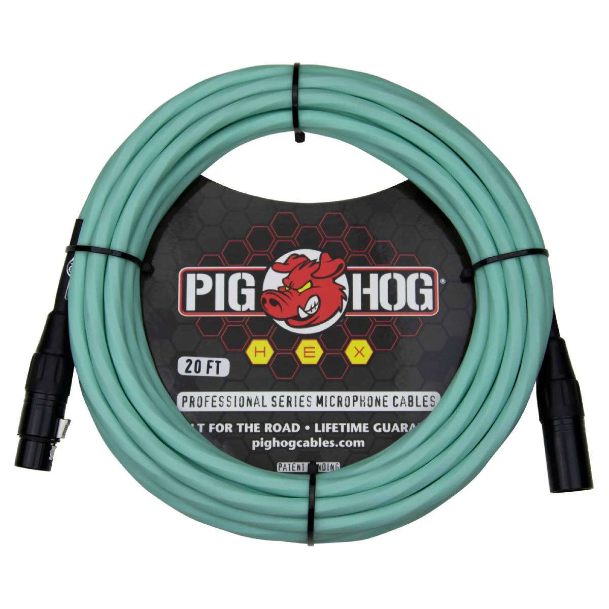 Pig Hog Hex Series Microphone Cable 6m (20ft) XLR Lead - Seafoam Green - PHMH20SG
