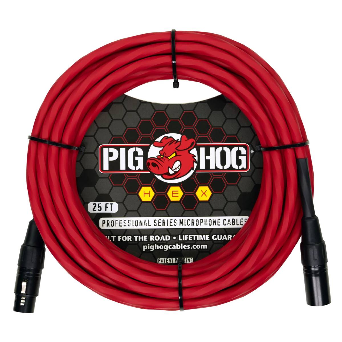 Pig Hog Hex Series Microphone Cable 7.5m (25ft) XLR Lead - Candy Apple Red - PHMH25CA
