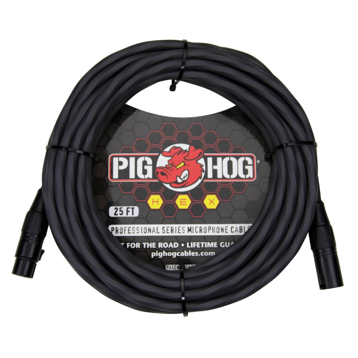 Pig Hog Hex Series Microphone Cable 7.5m (25ft) XLR Lead - Grey - PHMH25GR