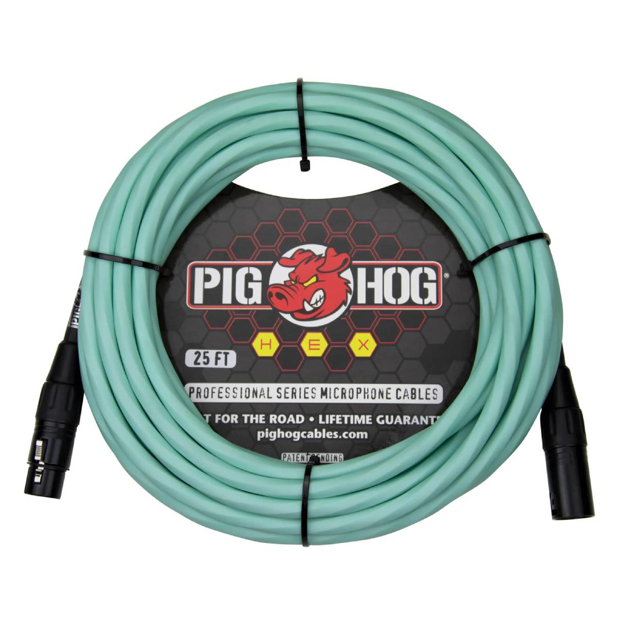 Pig Hog Hex Series Microphone Cable 7.5m (25ft) XLR Lead - Seafoam Green - PHMH25SG