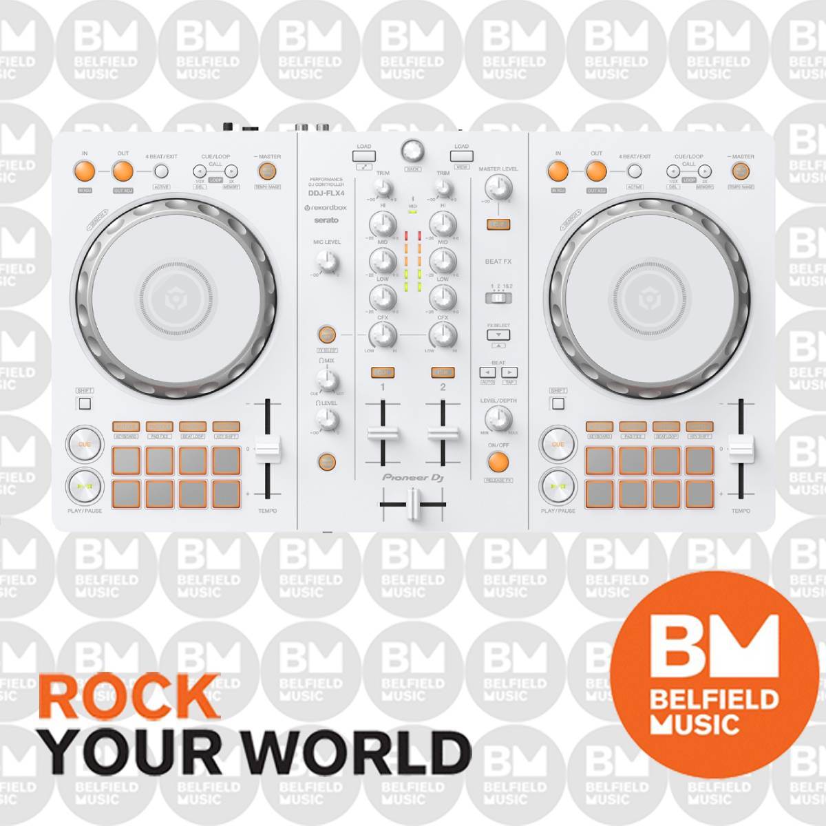 Pioneer DDJ-FLX4-W DJ Controller 2-Channel for Rekordbox & Serato DJ Pro DDJFLX4 - White
