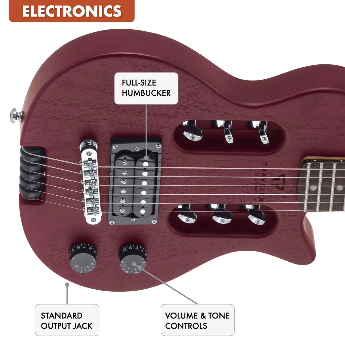 Traveler Guitar EG-1 Studio Electric Guitar Red Satin w/ Gig Bag