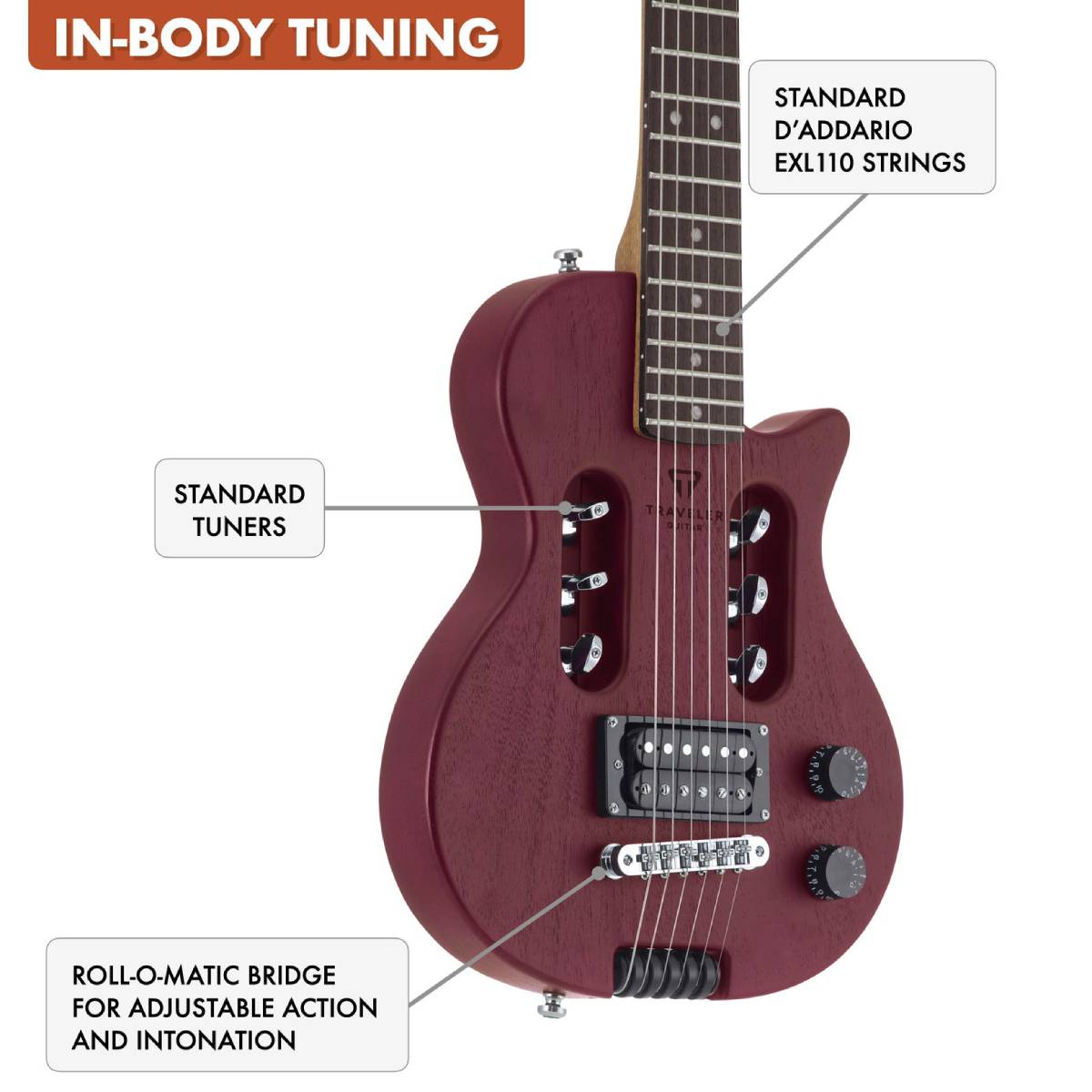 Traveler Guitar EG-1 Studio Electric Guitar Red Satin w/ Gig Bag