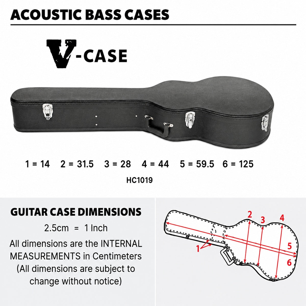 V-Case HC1019 Acoustic Bass Guitar HardCase HC-1019