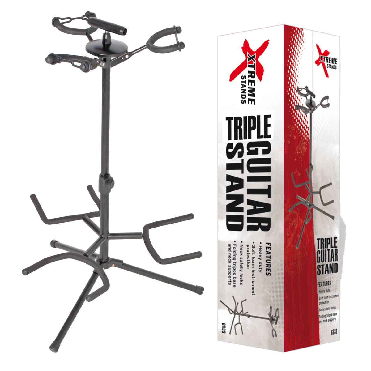 Xtreme GS33 Triple Guitar Stand - Fits 3 Guitars