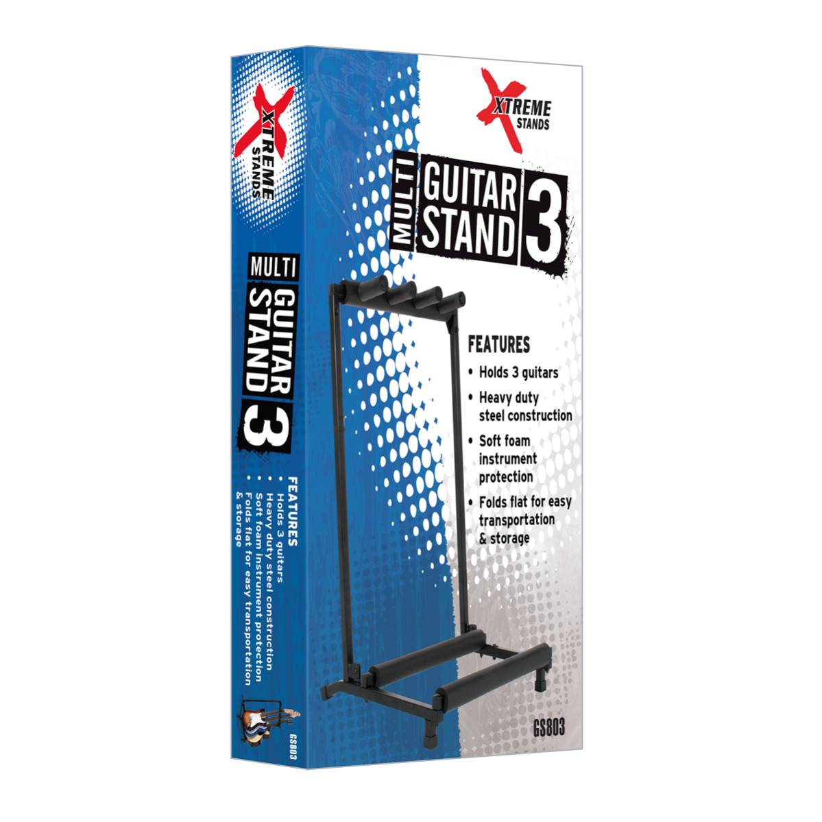 Xtreme GS803 Multi Guitar Rack Triple Stand Fits 3 Guitars For Electric Bass Acoustic