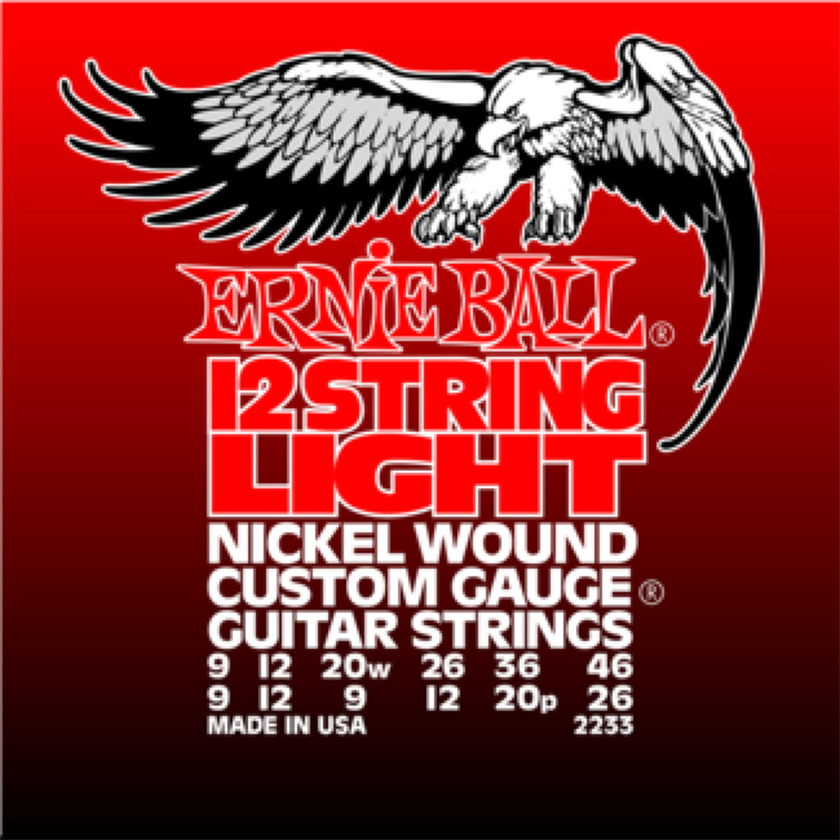 Ernie Ball 2233 Electric Guitar Strings 12-String Nickel Wound w/ Wound G Light 9-46 &amp; 9-26