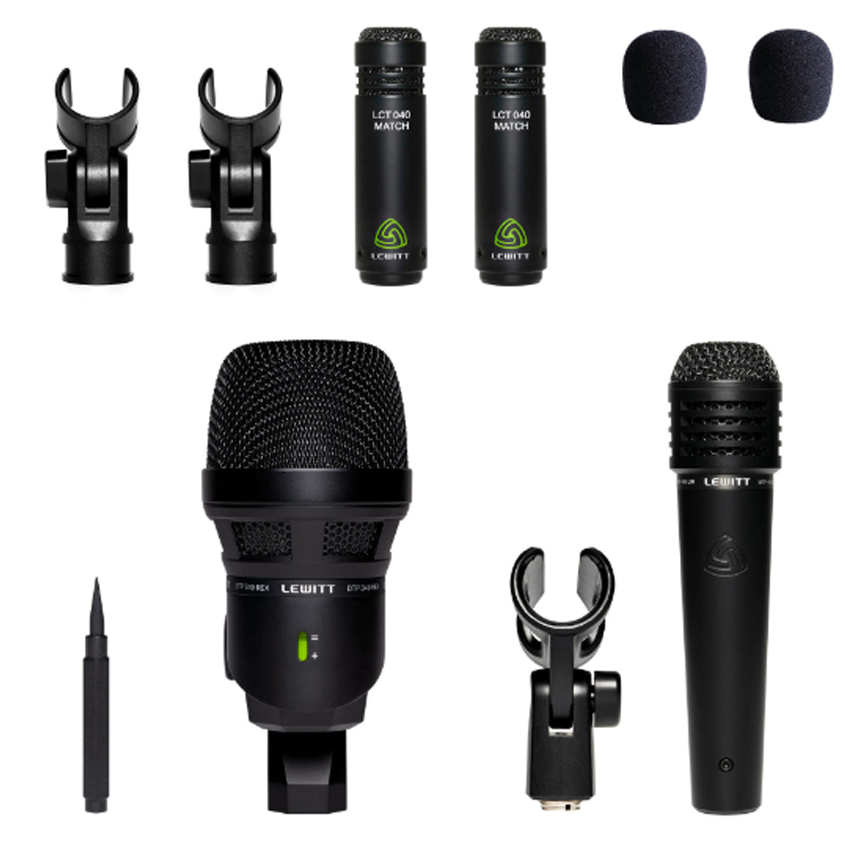 Lewitt Audio BEATKIT 4-Piece Drum Microphone Kit w/ Mic Mounts & Windscreens