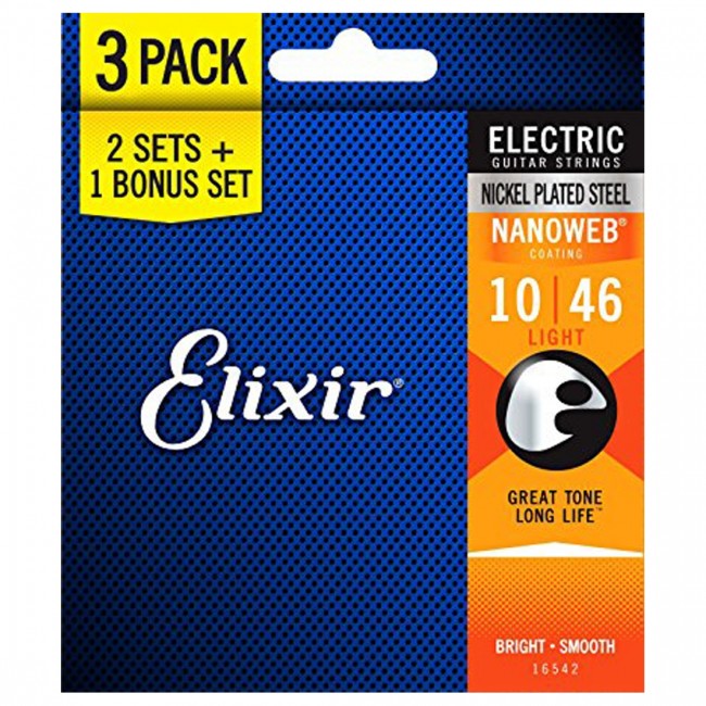 3 Pack of Elixir 16542 Electric Guitar Strings