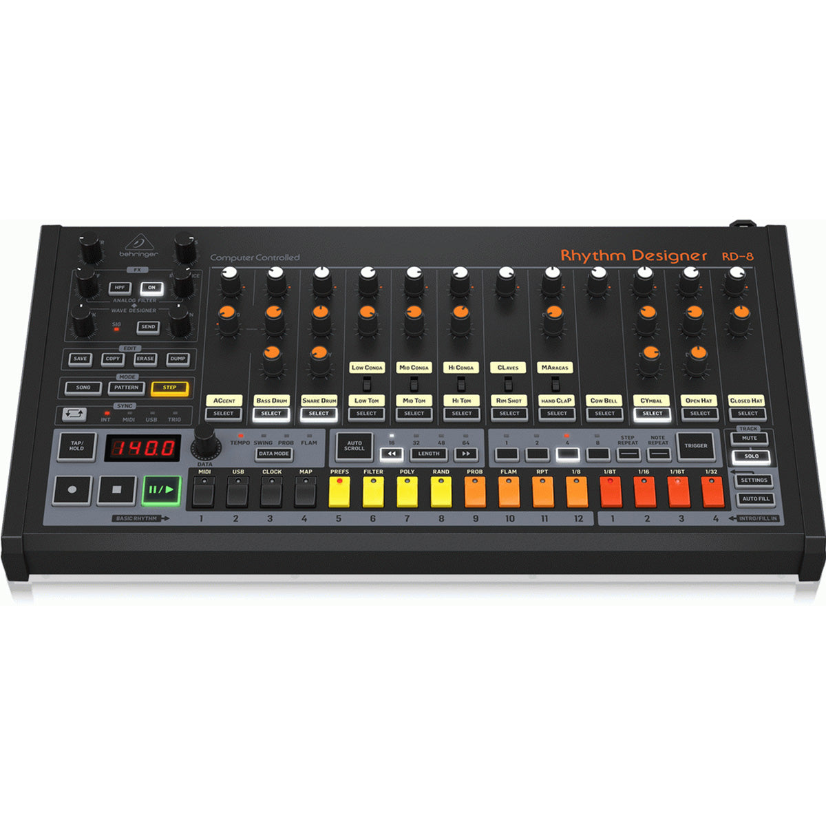 Behringer Rhythm Designer RD-8 MKII Analog Drum Machine Angle