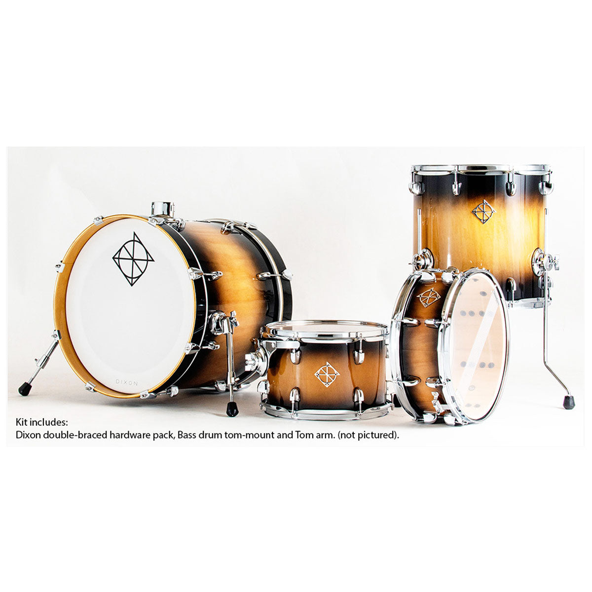 Dixon Fuse Maple 418 Series Drum Kit 4-Piece Black Burst Gloss w/ 9290 Hardware - PODFM418BKBPK