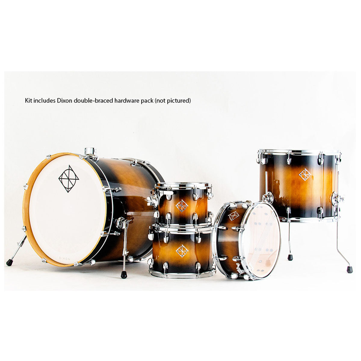 Dixon Fuse Maple 522 Series Drum Kit 5-Piece Brown Burst Gloss w/ 9278 Hardware - PODFM522BBPK